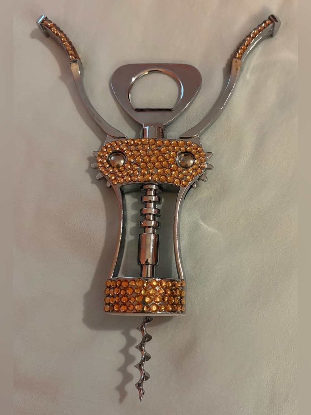 Crystal-Embellished Winged Corkscrew